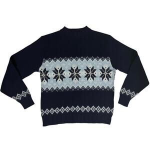 Vtg Pine State Ski Sweater Blue/White Sz L 100% Orlon Acrylic Knit 70s 80s